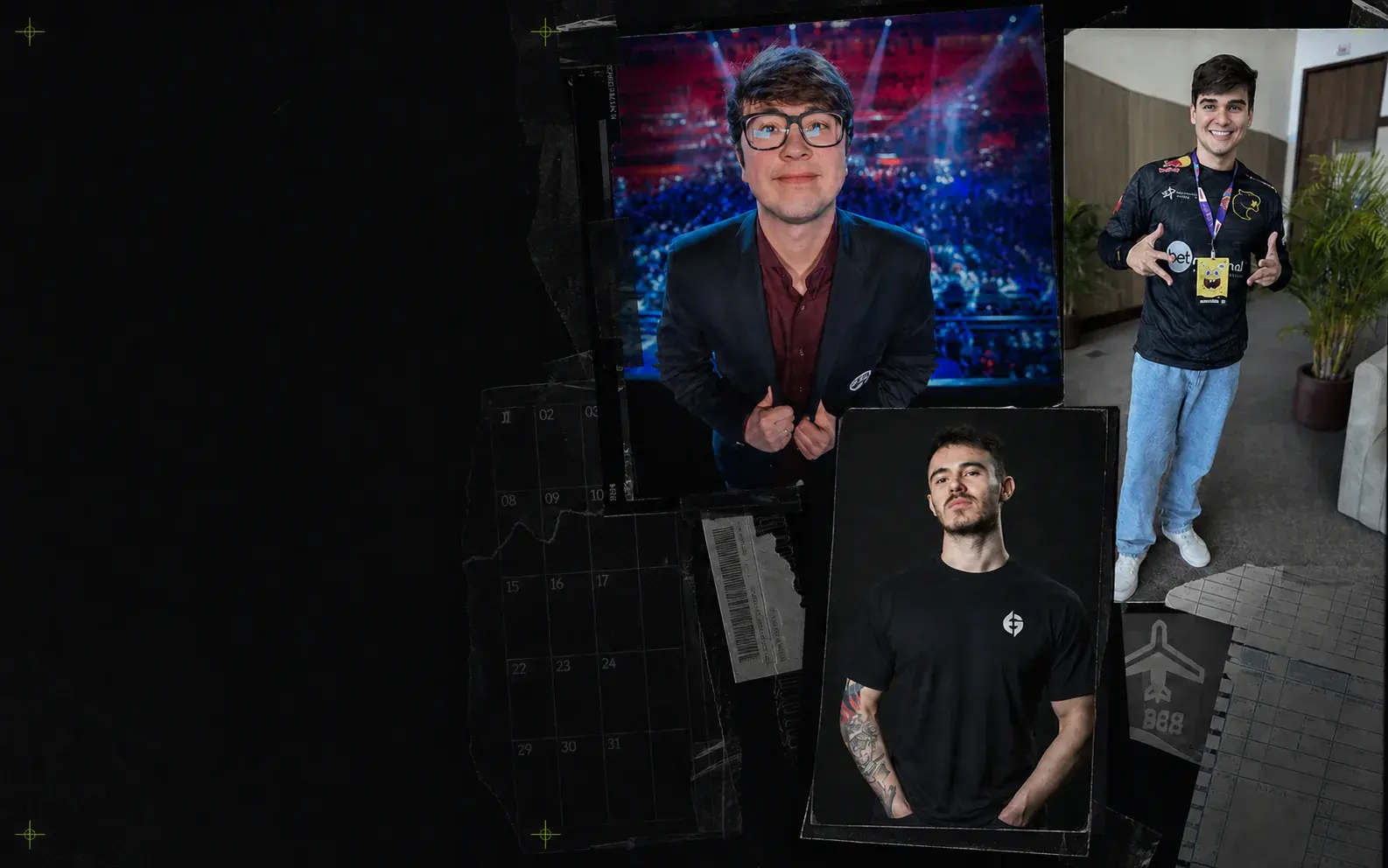 Tixinha, Xarola e Forsaken em uma composição editorial sobre o backstage da gestão de creators